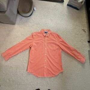 Banana Republic Orange Checkered Casual Button Down Shirt